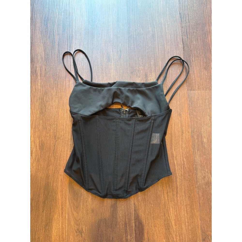 ♾️White Fox Boutique Black Corset Bustier Top Boned NWT Dark Coquette XS♾️